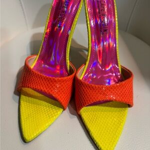 Cape Robbin Yellow, Orange, Pink Heels with Transparent Elements